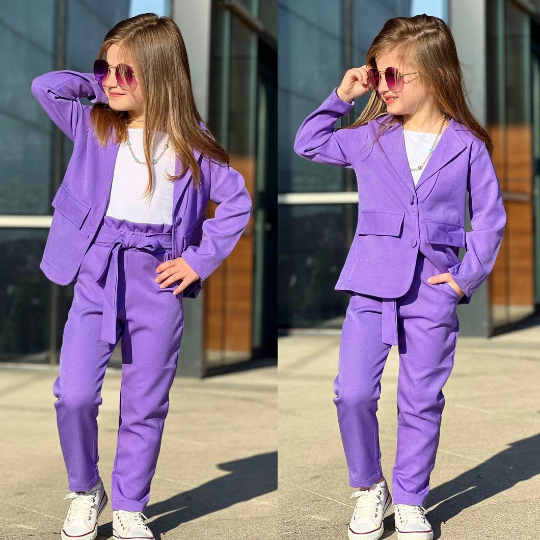 Ensemble blazer 3 pi ces pour filles Violet